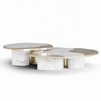 Ensemble de tables basses modernes de luxe en acier inoxydable, tables gigognes durables en métal miroir pour hall d'hôtel et mobilier de projet de villa