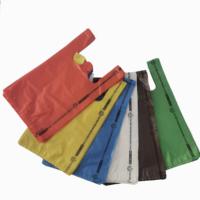 Sacs T-shirt réutilisables en PEHD/PE, sacs de courses personnalisés avec logo, pour supermarché, impression quadricolore, gaufrage, poignée gilet, emballage carton