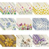 Napperons carrés en lin à motifs floraux, résistants à la chaleur, imprimés numériquement, décor pastoral pour la table, personnalisables