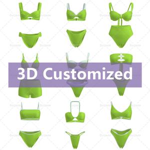 Trajes de Baño de Spandex 3D Personalizados con Volantes, Conjuntos de Bikini de Dos Piezas, Traje de Baño Triangular, Ropa de Playa para Mujer - Product Image 3