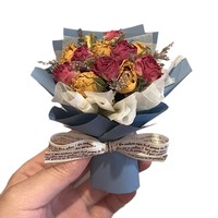 Mini bouquet artisanal de roses séchées pour le festival Qixi, ornement compact pour voiture, décoration pour la Saint-Valentin, anniversaire, accessoire photo