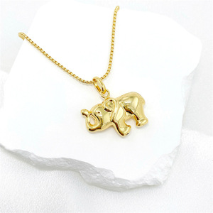 Gold Plated Brass <b>Elephant</b> Pendant Necklace Cute Animal Charm Unisex Fashion Jewelry <b>Gift</b> Pendants - Product Image 2