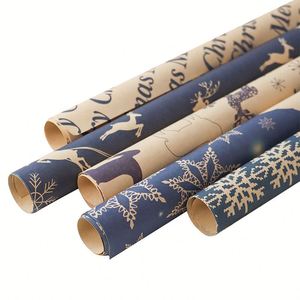 New Arrival 50*70cm Christmas Gift <b>Wrapping</b> <b>Paper</b> Xmas Element Printed Double Side 80gsm Kraft Brown <b>Paper</b> - Product Image 1