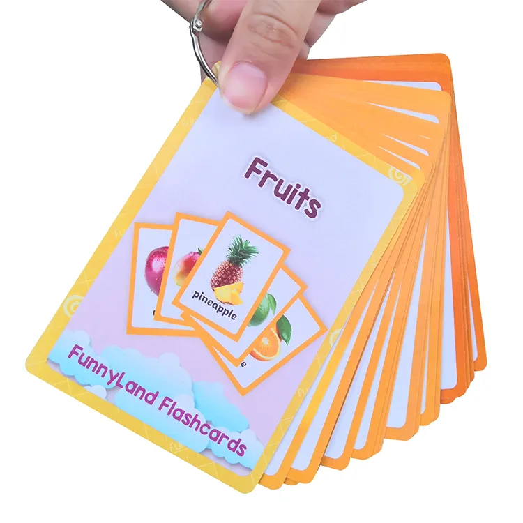 カスタム英語印刷グロスラミネート教育フラッシュカード子供たちがボックスで赤ちゃん研究認知ゲームを学ぶ