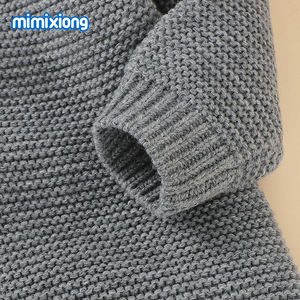 Mimixiong लवली Hooded भालू कान बच्चे Romper सूट के लिए शरद ऋतु सर्दियों आरामदायक Soild रंग बुनाई कपड़े - Product Image 6