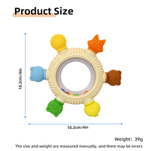 Mordedor de silicona de grado alimenticio con sonajero de animales, juguete sensorial no tóxico para calmar encías doloridas, juguete masticable para bebés y recién nacidos - Product Image 5