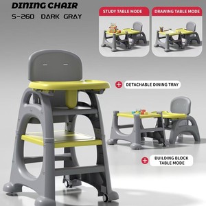 Seggiolone Pappa 3 in 1 Pieghevole Portatile per Bambini, Sedia Alta Regolabile per Studio e Pasto - Product Image 2