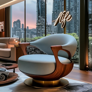 Silla de Salón Moderna <span class=keywords><strong>y</strong></span> Lujosa con Giro de 360 Grados °   <span class=keywords><strong>Sillón</strong></span> <span class=keywords><strong>Giratorio</strong></span> para Sala de Estar, <span class=keywords><strong>Sillón</strong></span> de Descanso para Hotel o Villa - Product Image 4