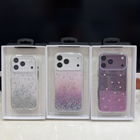 Casing HP SW Gradient Solid Glitter TPU+PC untuk 18 Pro Max Model Starfield Anti-Kuning Tahan Banting