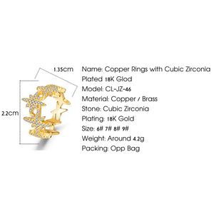 Bagues Zircon en cuivre plaqué or 18 carats à la mode huit étoiles de haute qualité-Styles à la mode pour les femmes - Product Image 5
