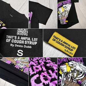 T-shirt Vintage da Uomo 100% <span class=keywords><strong>Cotone</strong></span> Stampa DTG Personalizzata COUGH SYRUP Rhime Design a Doppio Bicchiere Traspirante 300gsm - Product Image 2