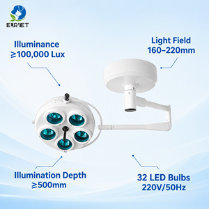 Lampe d'examen vétérinaire EURVET, lampe chirurgicale LED à 5 trous, 100 000 lux, lampe d'opération pour clinique vétérinaire, équipement de chirurgie animale - Product Image 1