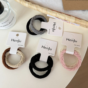 Lot de 2 élastiques à cheveux noirs simples et très extensibles pour femmes, accessoires de mode, vente en gros - Product Image 3