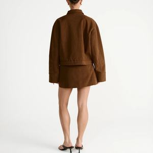 Nouvel Arrivage OEM – Ensemble Deux Pièces de Haute Qualité Personnalisé : Veste Courte Oversize à Fermeture Éclair et Flocage Style Hip-Hop Urbain pour Femme - Product Image 3