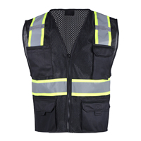 Vêtements de haute visibilité Ansi, veste de sécurité réfléchissante noire personnalisée avec logo en maille