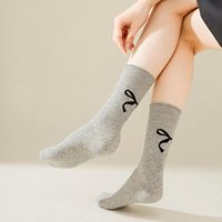 Chaussettes en coton pour femmes, style campus, motif nœud mignon, respirantes, antibactériennes, tricotées, pour l'automne, pour filles