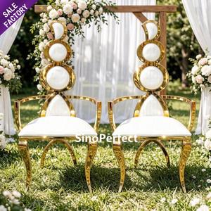 Luxury Bride and Groom Wedding <b>Chair</b> Gold Stainless Steel Wedding Throne Couples <b>Chair</b> Banquet Furniture For Wedding Party Event - Product Image 6