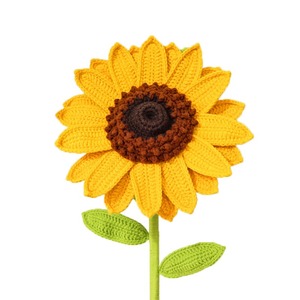 Girasol de ganchillo hecho a mano, flor artificial, flor de simulación, accesorios de tejido, adornos decorativos, flor de hilo tejida. - Product Image 5