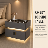 Table de chevet intelligente, chargement sans fil, 2 tiroirs, verrouillage par empreinte digitale, lumière LED, meuble de chambre à coucher, fabricant