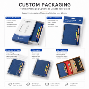 Carnet en carton personnalisé avec logo pour bureau et salle de classe, avec stylo inclus, carnet à spirale multicolore imprimé avec logo promotionnel et stylo - Product Image 5