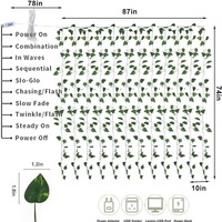 Guirlande solaire de feuilles d'érable et de lierre pour la maison, chambre à coucher, mur, lierre artificiel, guirlande lumineuse LED pour décoration suspendue