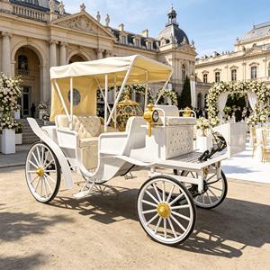 Carruaje Real de Lujo para Bodas, Carruaje Blanco Eléctrico Moderno Estilo Victoria, Carruaje de Caballos en Venta - Product Image 1