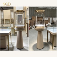 Vitrine de présentation pour bijouterie sur mesure, vitrine autoportante verrouillable en verre trempé avec éclairage par projecteur pour les magasins de détail