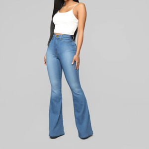 Vente en gros d'usine, jeans de haute <span class=keywords><strong>qualité</strong></span>, sur mesure, pour femmes, taille haute, extensibles, coupe slim, denim, jeans évasés, style Europe et Amérique - Product Image 4