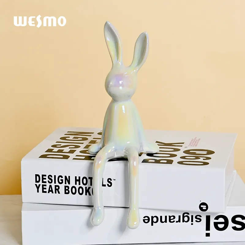 Sculpture Home Decoration Ceramic Rabbit Animal Statue Luxury Living Room Decor Modern Ornament