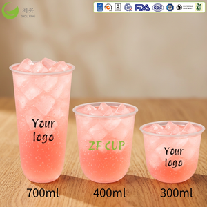 Bicchiere per Boba, Tè al Latte e Caffè con Logo Personalizzato, 300ml 360ml 400ml 500ml 600ml 700ml, Bicchiere Monouso in PET Trasparente a Forma di U con Coperchio - Product Image 1