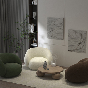 Fauteuil individuel moderne et minimaliste en laine <span class=keywords><strong>de</strong></span> mouton capitonnée à dossier haut et accoudoirs, idéal pour salon, entrepôt et <span class=keywords><strong>salle</strong></span> <span class=keywords><strong>de</strong></span> <span class=keywords><strong>sport</strong></span> - Product Image 3