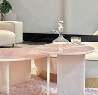 Table basse moderne en onyx rose avec marbre de jade rose, fourniture directe d'usine pour la maison ou la villa, idéale pour le mobilier de bureau à domicile