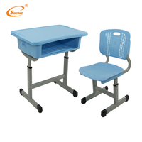 Bureaux et chaises d'école en plastique durables, ensemble de mobilier scolaire moderne pour enfants, pour l'école secondaire, le bureau à domicile