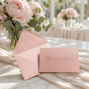 Biglietti di ringraziamento personalizzati per matrimonio in cartoncino nero con goffratura a secco in calligrafia corsiva - Product Image 5