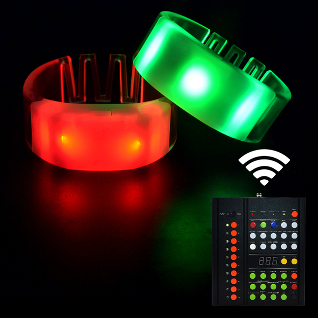 New Bracelet SJ-B28 2leds 4leds 433 DMX Remote Controlled RGB LED Bracelet Festival Flashlight Fabric Led Wristband for Event