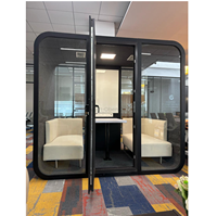 Cabine de réunion de bureau moderne et unique, insonorisée, acoustique, écologique, modulaire, avec éclairage LED pour réunions privées et équipes