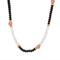 Collier de perles fait main en pierre naturelle facettée, style vintage rétro, bijoux géométriques dorés de luxe léger pour femmes, vente en gros