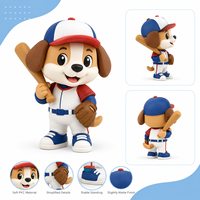 Figurine PVC personnalisée OEM ODM, Mascotte chien de baseball, Jouet, Poupée en plastique, Statue d'athlète de collection, Modèle de chiot