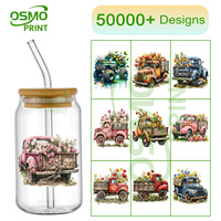 Autocollants personnalisés OSMO imperméables et résistants aux UV pour gobelets en plastique - Petits autocollants imprimés de fleurs de haute qualité