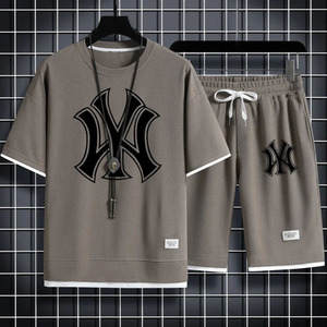 Bộ đồ thể thao nam mùa hè 2024 chất liệu vải waffle, áo ngắn tay + quần jogger 2 món, chất liệu thoải mái - Product Image 2