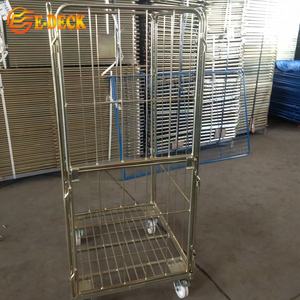 EDECK <span class=keywords><strong>4</strong></span> पक्षों धातु तह जस्ती स्टील डबल गेट कपड़े धोने जाल रोल पिंजरे ट्राली - Product Image 2