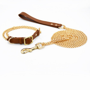 Colliers <span class=keywords><strong>pour</strong></span> chiens en acier inoxydable, anti-explosion, doubles chaînes solides et en cuir, tailles S-2XL <span class=keywords><strong>pour</strong></span> toutes les tailles de chiens - Product Image 1
