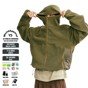 Sudadera con Capucha de Forro <span class=keywords><strong>Polar</strong></span> para <span class=keywords><strong>Hombre</strong></span>, Chaqueta Cálida para Otoño e Invierno, Abrigo Holgado de Cuello Alto de Color Sólido para Deportes al Aire Libre - Product Image 1