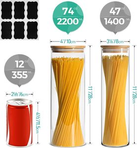 Recipiente de Vidrio Moderno de 50 oz para Almacenamiento, Cuadrado, con Tapas de Bambú, Logotipo Personalizado, Ecológico, Conserva la Frescura, Hecho a Mano, para Cocina - Product Image 2