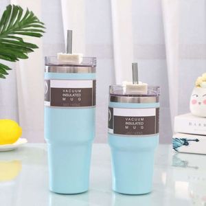 Gobelet isotherme en acier inoxydable 20oz/600ml avec paille, tasse de voyage au design minimaliste, plusieurs couleurs disponibles - Product Image 5