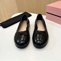 En gros Holy Steps Ballerines classiques noires rétro respirantes à nœud décoratif en cuir tanné végétal pour le printemps et la marche pour femmes
