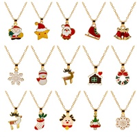 Collier tendance pour femme de bureau, thème Noël, avec pendentifs rennes, Père Noël, clochettes en alliage, cadeau