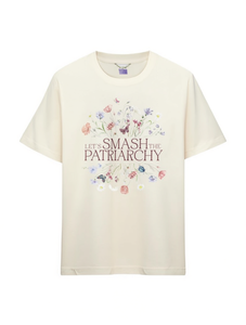 T-shirt Femminista da Donna a Maniche Corte Girocollo Stampa Floreale 100% Cotone Casual Vestibilità Regolare Top con Messaggio di Uguaglianza - Product Image 1