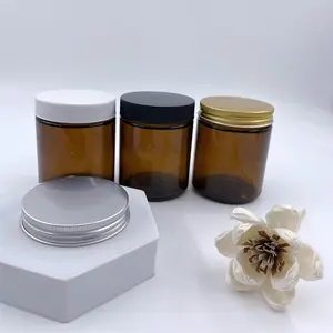 Hot Sale 250ml Large Capacity Round Amber Wide Mouth Thicken Glass Jar With Screw Lids Sealed Storage Tank