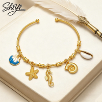 Bracelet Bohème Océan Plaqué Or 14K Anti-ternissement avec Breloques Animaux Marins Tendance Or Ton sur Ton Bijoux Personnalisés Vente en Gros Shiyi